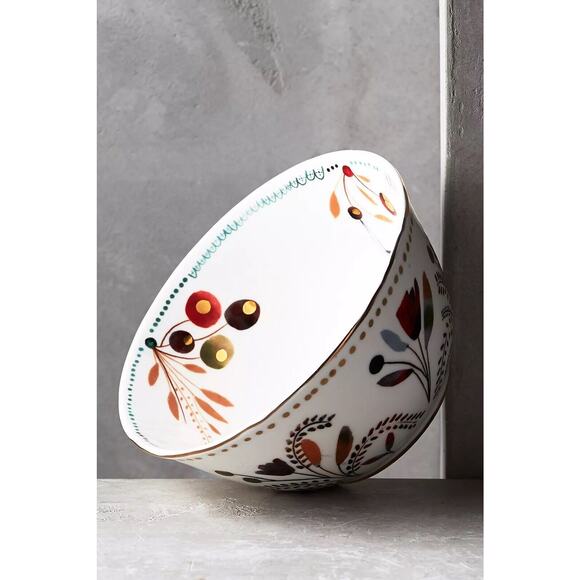 Anthropologie Harvest Foliage "Oh Darling " Bowls Set of 4 Stoneware Bowl - Picture 1 of 6